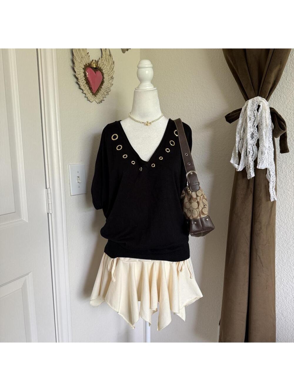 Joseph A. Grommet Detail Cold Shoulder Sweater